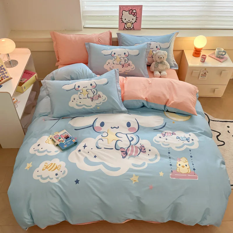 Sanrio Cartoon Dreamland 4-Piece Bedding Set 100% COTTON Hello