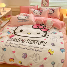 Load image into Gallery viewer, Sanrio Cartoon Dreamland 4-Piece Bedding Set - 100% COTTON - Hello Kitty, Melody, Cinnamoroll - King, Queen, Full Size