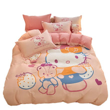 Load image into Gallery viewer, Sanrio Cartoon Dreamland 4-Piece Bedding Set - 100% COTTON - Hello Kitty, Melody, Cinnamoroll - King, Queen, Full Size