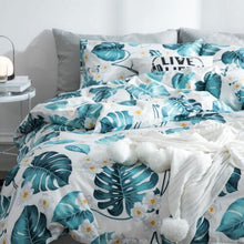Load image into Gallery viewer, Ruby Tropical Nature 4-Piece 100% Cotton Full-Queen Duvet Cover Sets