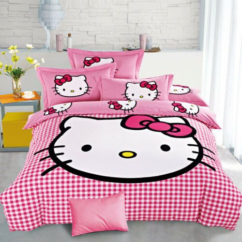 Wing Hello Kitty Kids Bedding Set Duvet Cover Bed Sheet twin full queen 3D