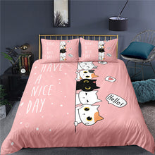 Load image into Gallery viewer, Three-piece Bedding Kitty Series Quilt Cover And Pillowcases