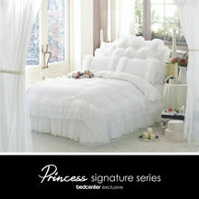 Load image into Gallery viewer, Luxury White Ruffle Lace Quilt Duvet Cover Bedding Set Full Queen King Bedding