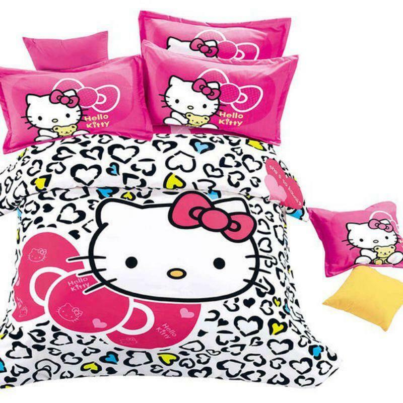 Rock Music Hello Kitty Duvet Cover Pillowcase Twin Queen Bedding Set Quilt  Cover