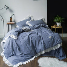 Load image into Gallery viewer, 100% COTTON 4-Piece Princess Lotus Ruffle Duvet Bedding Set