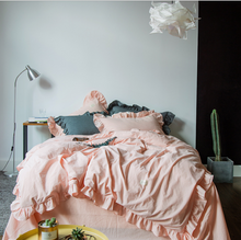 Load image into Gallery viewer, 100% COTTON 4-Piece Princess Lotus Ruffle Duvet Bedding Set