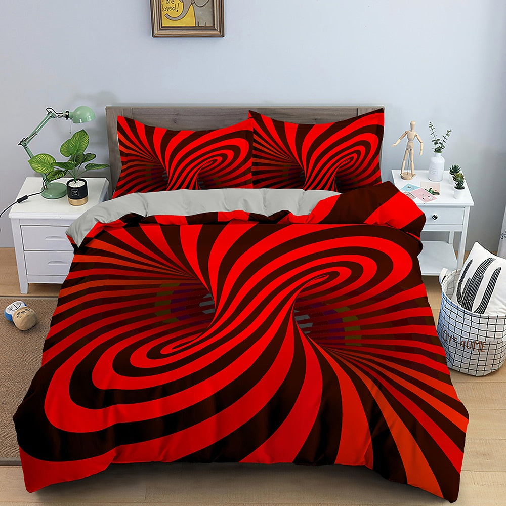 3D Duvet Cover Set Psychedelic Digital Printing Twin Bedding Set with Zipper  Full Queen King Size 2/3pcs Polyester Quilt Cover