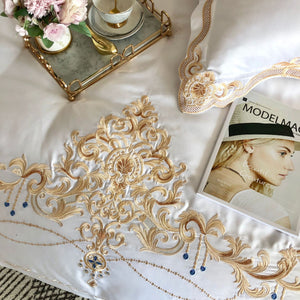 Luxury Silky Egyptian Silk-Cotton Royal Embroidery Duvet Cover Set