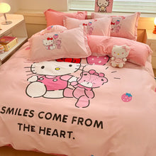 Load image into Gallery viewer, Sanrio Cartoon Dreamland 4-Piece Bedding Set - 100% COTTON - Hello Kitty, Melody, Cinnamoroll - King, Queen, Full Size
