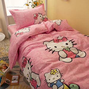 Hello Kitty Dreamland 4-Piece Bedding Set - Cartoon Comfort for Students and Gamers