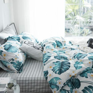 Ruby Tropical Nature 4-Piece 100% Cotton Full-Queen Duvet Cover Sets