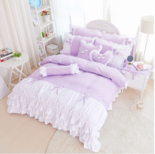 Load image into Gallery viewer, 100% COTTON 4-Piece Fairy Ruffle Lace Duvet Cover Bedding Set - Twin, Queen, King
