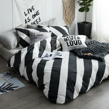 Load image into Gallery viewer, 100% Cotton Black White Diagonal Stripe Duvet Cover Set Queen Bedding Set
