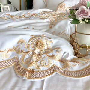 Luxury Silky Egyptian Silk-Cotton Royal Embroidery Duvet Cover Set
