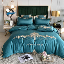 Load image into Gallery viewer, Luxury Silky Egyptian Silk-Cotton Royal Embroidery Duvet Cover Set
