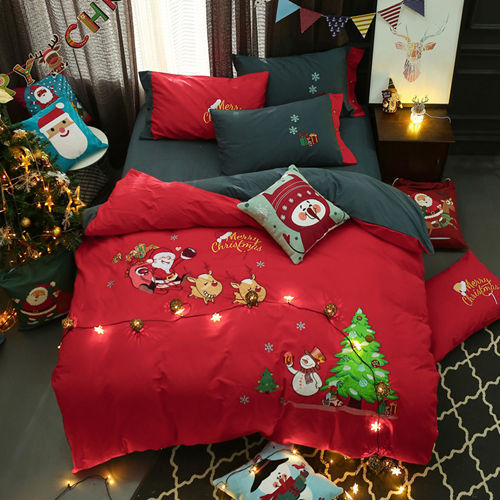 2021 New 4/6pcs Christmas Egyptian 100% Cotton Kids Bedding Set
